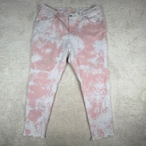 Levis 721 High Rise Skinny Ankle Pink White Tie Dye Jeans 20W Frayed Hem 549372